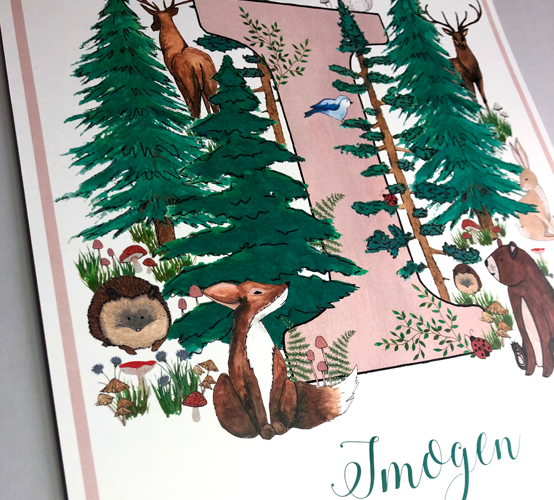 Personalised letter print Woodland Theme